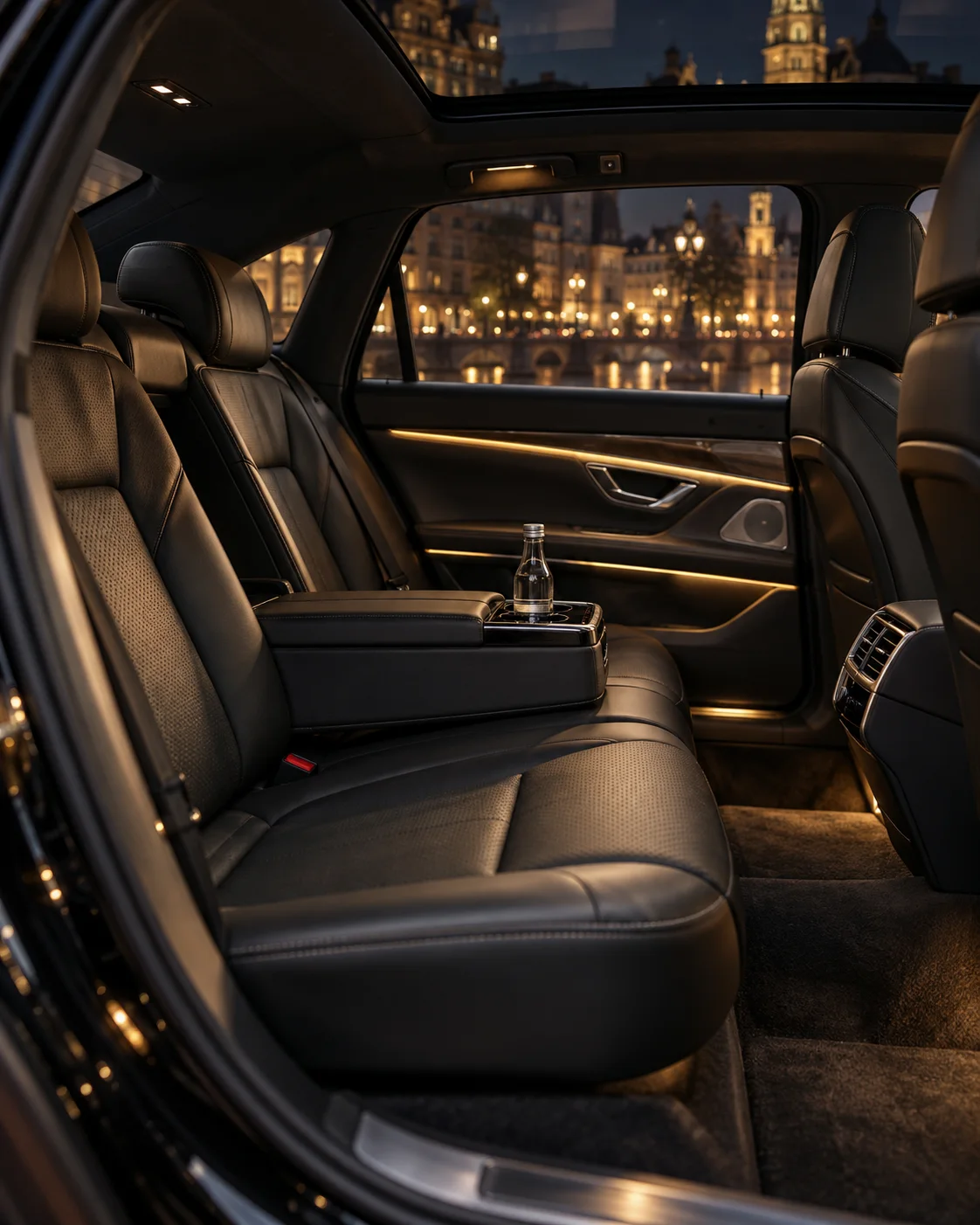 Empty rear seats of a comfortable executive car